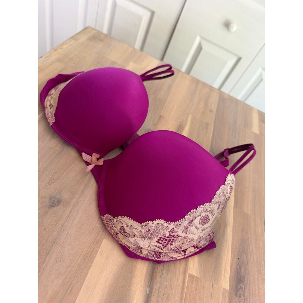 Victoria's Secret Hot Fuchsia Lace Very Sexy Push-Up Bra 36D Festival Lingerie - Picture 4 of 9